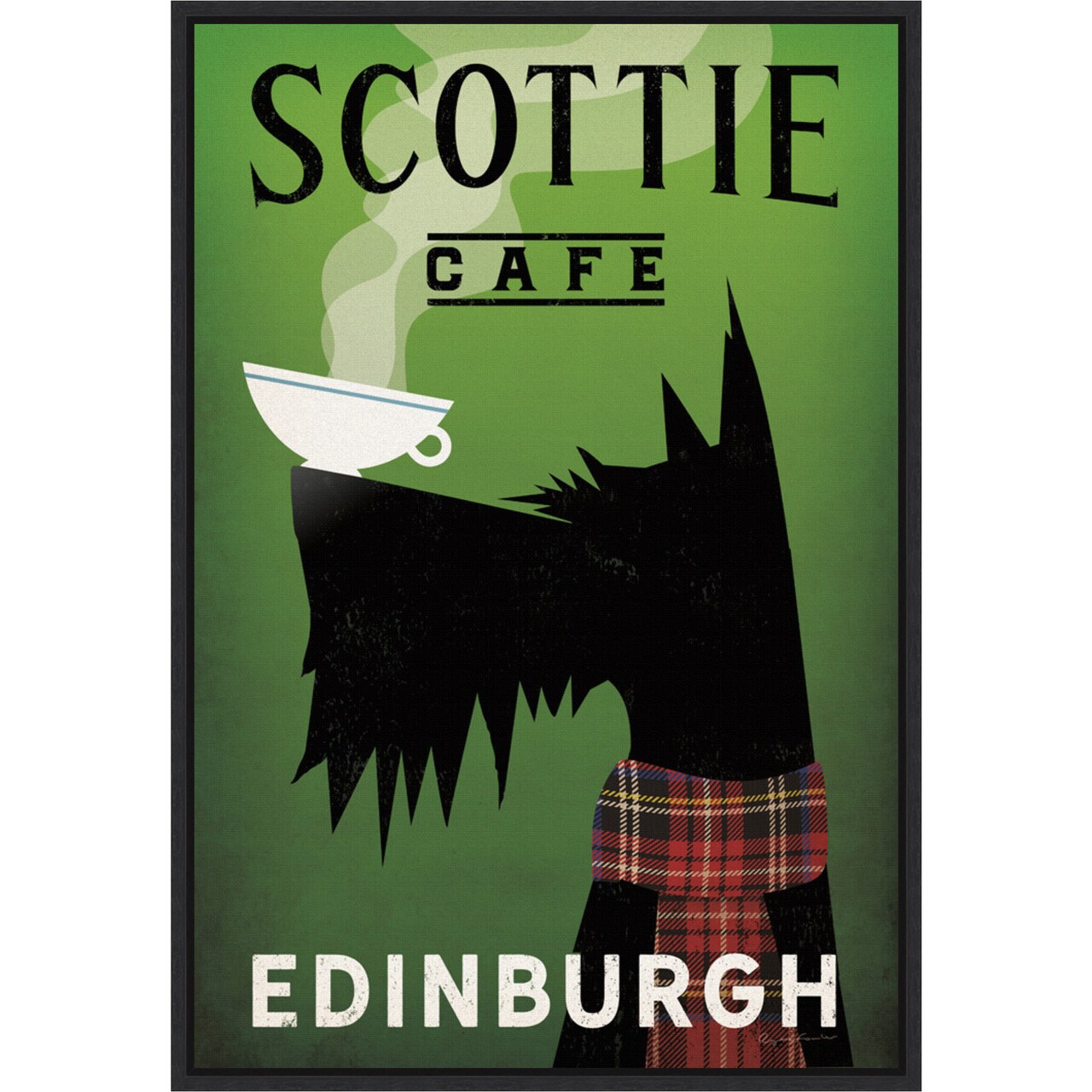 Scottie Cafe by Ryan Fowler 16-in. W x 23-in. H. Canvas Wall Art Print Framed in Black
